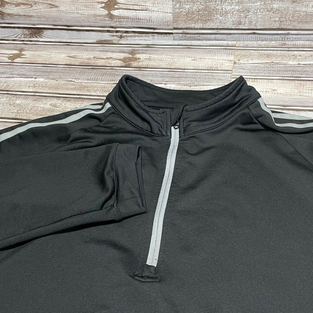 Adidas Men's Pullover Black Gray 1/4 Zip Long Sleeve Athletic Golf Size Large